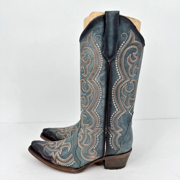 Corral Womens L5869 Western Cowboy Boots US 6 M EU 36.5 Blue Leather Stitch NIB - Picture 9 of 13